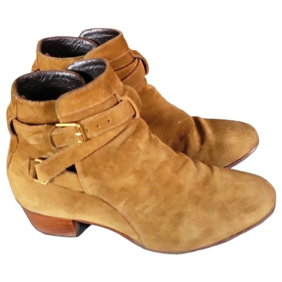 Saint Laurent Sotto Leather Suede Almond Toes 2" Heels Ankle Bootie Sz 35 1/2 - Picture 11 of 13